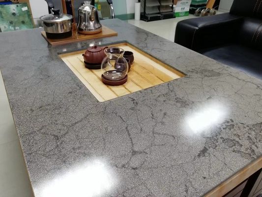 Panel Kaca Laminasi Kain Multilayer Dikeraskan Meja Abu-abu