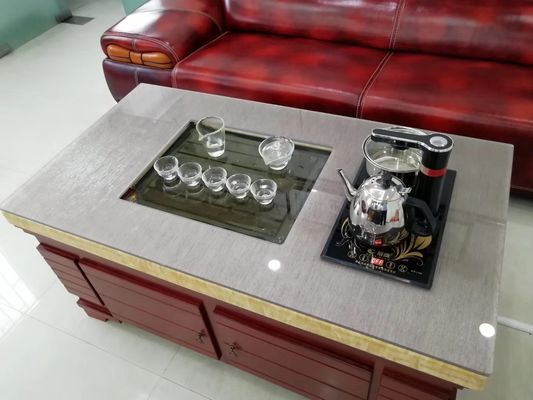 Panel Kaca Laminasi Kain Multilayer Dikeraskan Meja Abu-abu