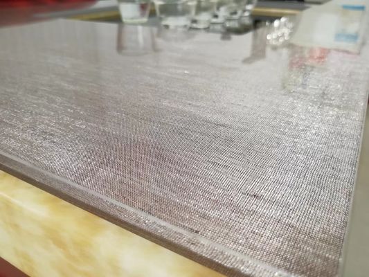 Panel Kaca Laminasi Kain Multilayer Dikeraskan Meja Abu-abu