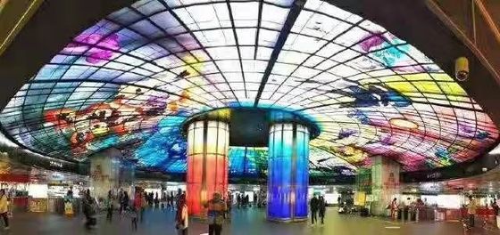 Jendela Warna Jelas Keramik Frit 12mm Kaca Dinding Mural