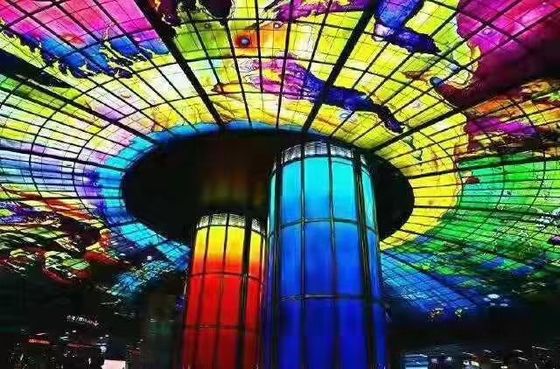 Jendela Warna Jelas Keramik Frit 12mm Kaca Dinding Mural