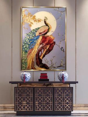 Dekorasi Panel Kaca Enamel Dilapisi Keramik Dengan Burung