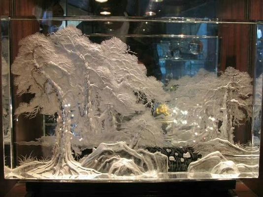 Desain Grafis 3D Clear Carved 5mm SGCC Crystal Acrylic Glass