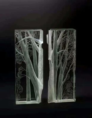 Desain Grafis 3D Clear Carved 5mm SGCC Crystal Acrylic Glass