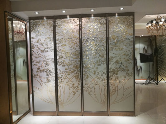 Partisi Layar Ultra Clear 12mm Decorative Fused Glass